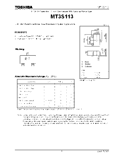 Toshiba mt3s113 091201  . Electronic Components Datasheets Active components Transistors Toshiba mt3s113_091201.pdf