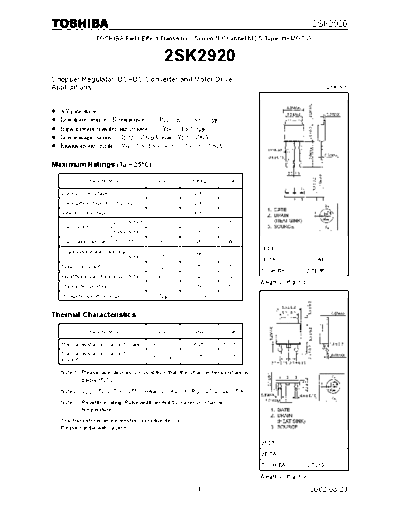 Toshiba 2sk2920  . Electronic Components Datasheets Active components Transistors Toshiba 2sk2920.pdf