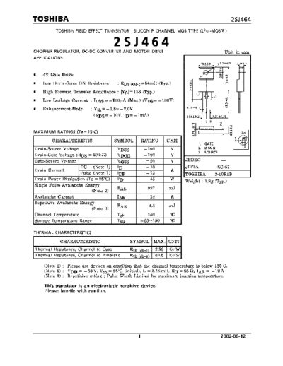 Toshiba 2sj464  . Electronic Components Datasheets Active components Transistors Toshiba 2sj464.pdf