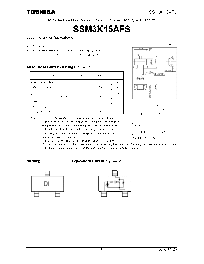 Toshiba ssm3k15afs 101129  . Electronic Components Datasheets Active components Transistors Toshiba ssm3k15afs_101129.pdf