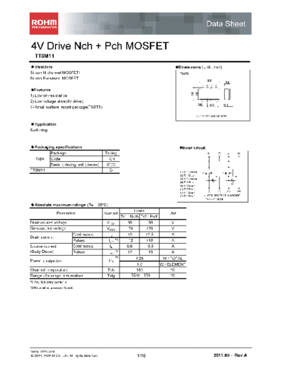 Rohm tt8m11  . Electronic Components Datasheets Active components Transistors Rohm tt8m11.pdf