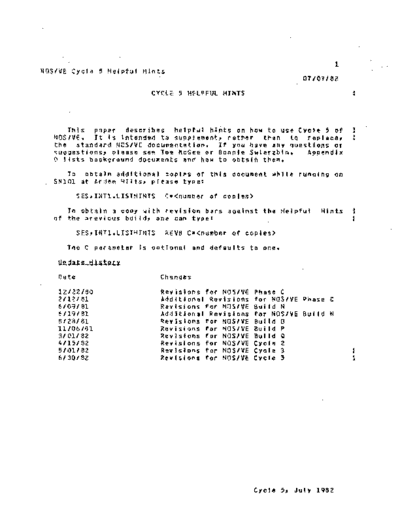 cdc NOS VE Cycle 5 Helpful Hints Jul82  . Rare and Ancient Equipment cdc cyber cyber_180 NOS_VE integration NOS_VE_Cycle_5_Helpful_Hints_Jul82.pdf