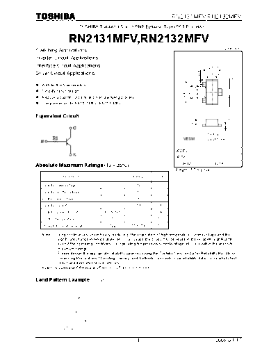 Toshiba rn2131mfv rn2132mfv  . Electronic Components Datasheets Active components Transistors Toshiba rn2131mfv_rn2132mfv.pdf