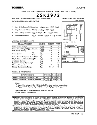 Toshiba 2sk2972  . Electronic Components Datasheets Active components Transistors Toshiba 2sk2972.pdf