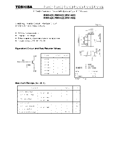 Toshiba rn1401-rn1406  . Electronic Components Datasheets Active components Transistors Toshiba rn1401-rn1406.pdf