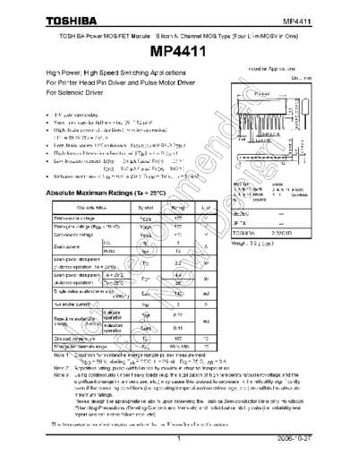 Toshiba mp4411 en wm 20061027  . Electronic Components Datasheets Active components Transistors Toshiba mp4411_en_wm_20061027.pdf