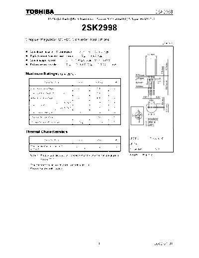 Toshiba 2sk2998  . Electronic Components Datasheets Active components Transistors Toshiba 2sk2998.pdf
