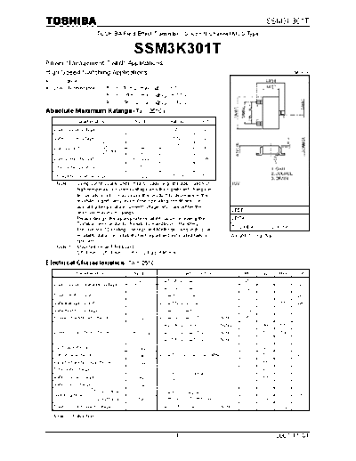 Toshiba ssm3k301t 071101  . Electronic Components Datasheets Active components Transistors Toshiba ssm3k301t_071101.pdf