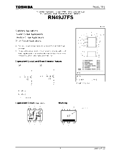 Toshiba rn49j7fs 090422  . Electronic Components Datasheets Active components Transistors Toshiba rn49j7fs_090422.pdf