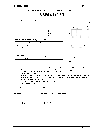 Toshiba ssm3j332r 101111  . Electronic Components Datasheets Active components Transistors Toshiba ssm3j332r_101111.pdf