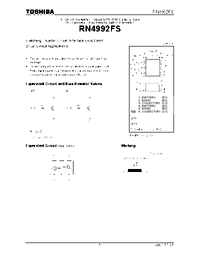 Toshiba rn4992fs  . Electronic Components Datasheets Active components Transistors Toshiba rn4992fs.pdf