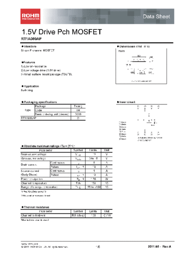 Rohm rt1a060ap  . Electronic Components Datasheets Active components Transistors Rohm rt1a060ap.pdf