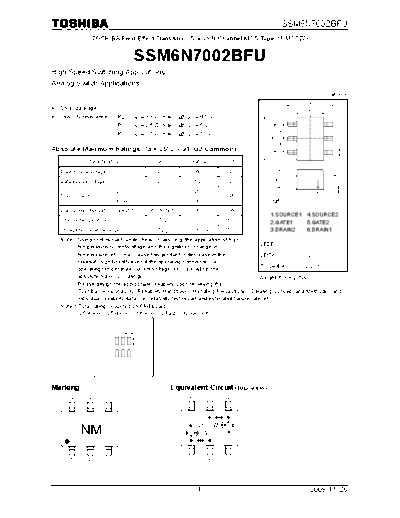 Toshiba ssm6n7002bfu 091126  . Electronic Components Datasheets Active components Transistors Toshiba ssm6n7002bfu_091126.pdf
