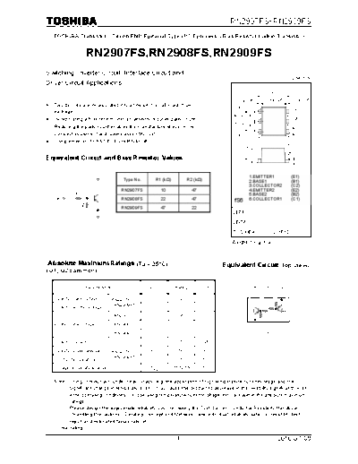 Toshiba rn2907fs rn2909fs 100708  . Electronic Components Datasheets Active components Transistors Toshiba rn2907fs_rn2909fs_100708.pdf