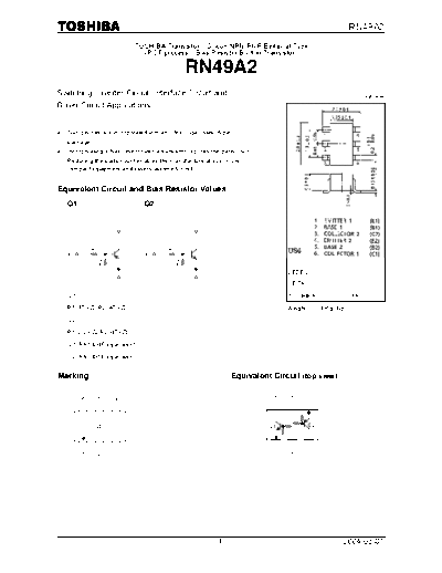 Toshiba rn49a2  . Electronic Components Datasheets Active components Transistors Toshiba rn49a2.pdf