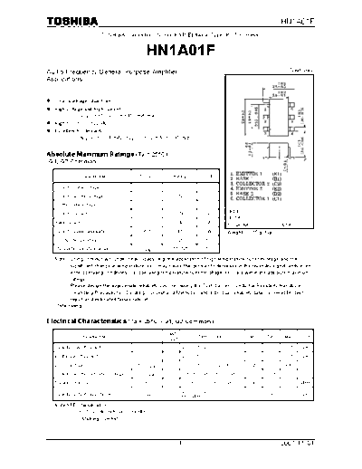 Toshiba hn1a01f 071101  . Electronic Components Datasheets Active components Transistors Toshiba hn1a01f_071101.pdf