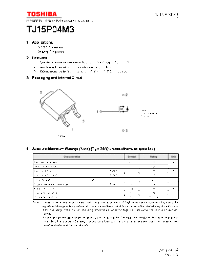 . Electronic Components Datasheets tj15p04m3 110819  . Electronic Components Datasheets Active components Transistors Toshiba tj15p04m3_110819.pdf