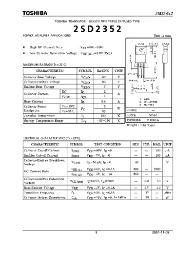 Toshiba 2sd2352  . Electronic Components Datasheets Active components Transistors Toshiba 2sd2352.pdf