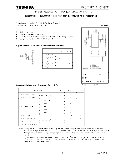 Toshiba rn2114ft rn2118ft 071101  . Electronic Components Datasheets Active components Transistors Toshiba rn2114ft_rn2118ft_071101.pdf