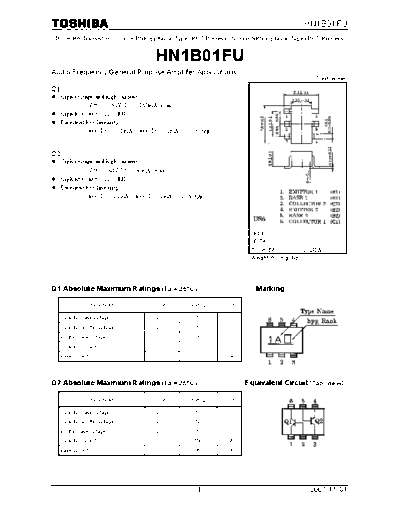 Toshiba hn1b01fu 071101  . Electronic Components Datasheets Active components Transistors Toshiba hn1b01fu_071101.pdf