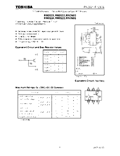 Toshiba rn2601-rn2606  . Electronic Components Datasheets Active components Transistors Toshiba rn2601-rn2606.pdf