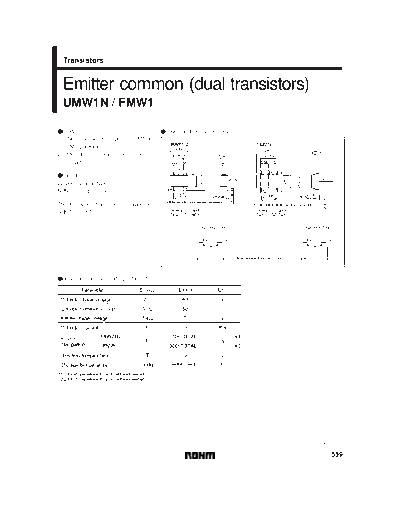 Rohm umw1n fmw1 w1 sot23-5 sot353  . Electronic Components Datasheets Active components Transistors Rohm umw1n_fmw1_w1_sot23-5_sot353.pdf