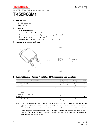 Toshiba tk50p03m1 en datasheet 111024  . Electronic Components Datasheets Active components Transistors Toshiba tk50p03m1_en_datasheet_111024.pdf