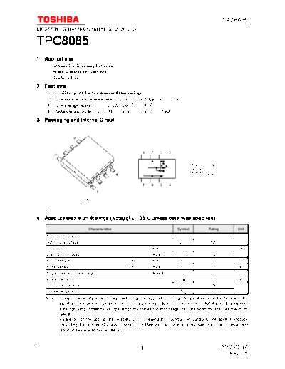 Toshiba tpc8085 en datasheet 100716  . Electronic Components Datasheets Active components Transistors Toshiba tpc8085_en_datasheet_100716.pdf