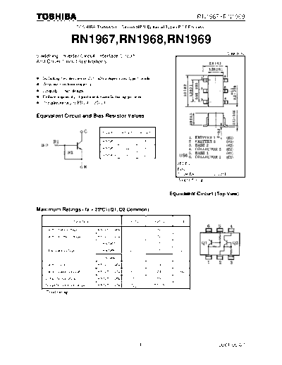 Toshiba rn1967-rn1969  . Electronic Components Datasheets Active components Transistors Toshiba rn1967-rn1969.pdf