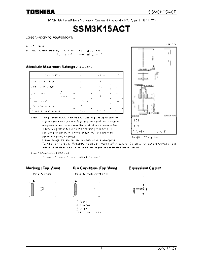 Toshiba ssm3k15act 101129  . Electronic Components Datasheets Active components Transistors Toshiba ssm3k15act_101129.pdf