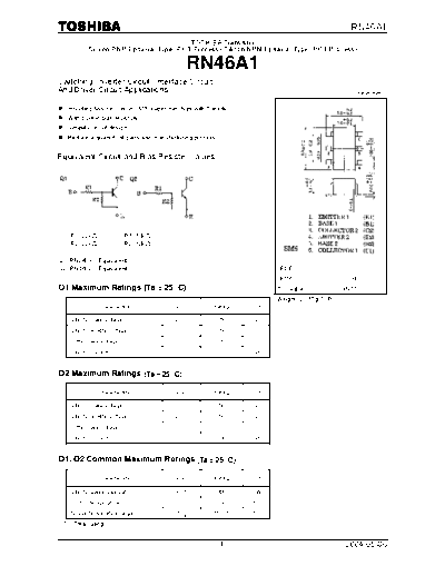 Toshiba rn46a1  . Electronic Components Datasheets Active components Transistors Toshiba rn46a1.pdf