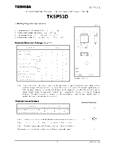 Toshiba tk5p53d 100120  . Electronic Components Datasheets Active components Transistors Toshiba tk5p53d_100120.pdf