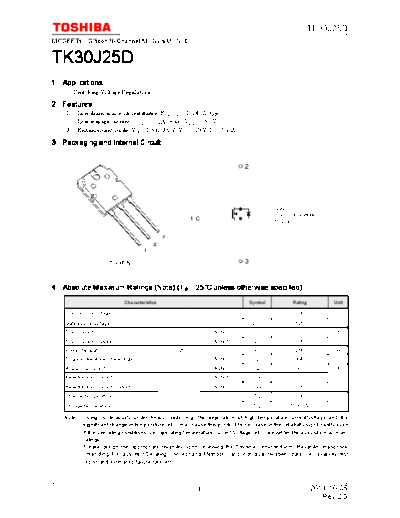 Toshiba tk30j25d en datasheet 111005  . Electronic Components Datasheets Active components Transistors Toshiba tk30j25d_en_datasheet_111005.pdf