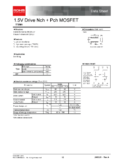 Rohm tt8m1  . Electronic Components Datasheets Active components Transistors Rohm tt8m1.pdf