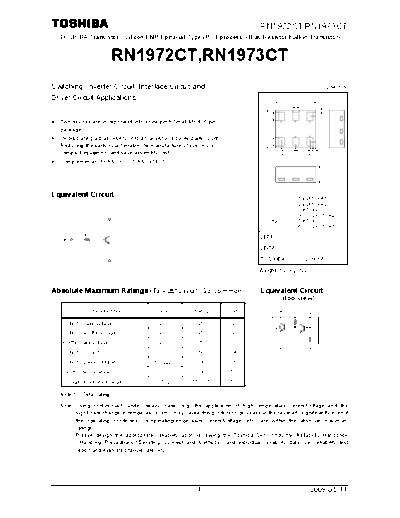 Toshiba rn1972ct rn1973ct 090511  . Electronic Components Datasheets Active components Transistors Toshiba rn1972ct_rn1973ct_090511.pdf