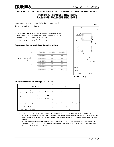 Toshiba rn2101fs rn2102fs rn2103fs rn2104fs rn2105fs rn2106fs  . Electronic Components Datasheets Active components Transistors Toshiba rn2101fs_rn2102fs_rn2103fs_rn2104fs_rn2105fs_rn2106fs.pdf