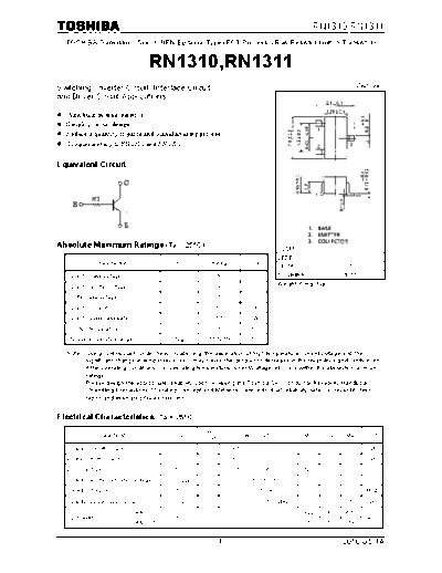 Toshiba rn1310 rn1311  . Electronic Components Datasheets Active components Transistors Toshiba rn1310_rn1311.pdf