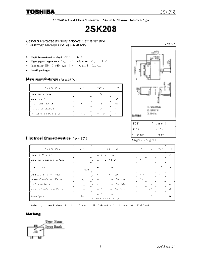 Toshiba 2sk208  . Electronic Components Datasheets Active components Transistors Toshiba 2sk208.pdf