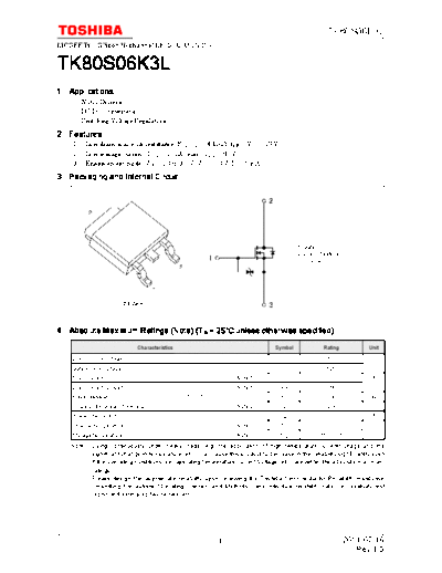 Toshiba tk80s06k3l en datasheet 110716  . Electronic Components Datasheets Active components Transistors Toshiba tk80s06k3l_en_datasheet_110716.pdf