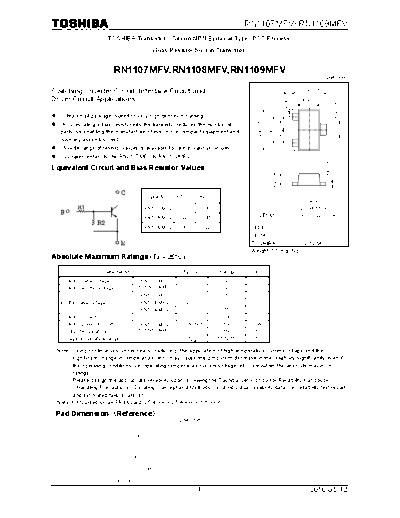 Toshiba rn1107mfv rn1108mfv rn1109mfv  . Electronic Components Datasheets Active components Transistors Toshiba rn1107mfv_rn1108mfv_rn1109mfv.pdf