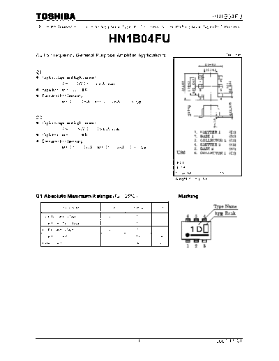 Toshiba hn1b04fu 071101  . Electronic Components Datasheets Active components Transistors Toshiba hn1b04fu_071101.pdf