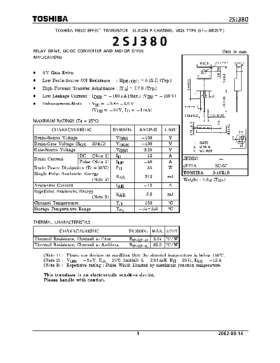 Toshiba 2sj380  . Electronic Components Datasheets Active components Transistors Toshiba 2sj380.pdf