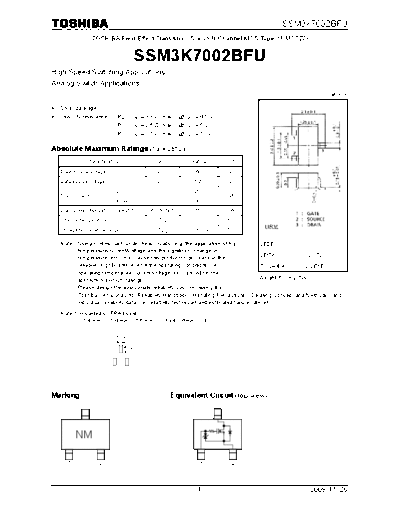 Toshiba ssm3k7002bfu  . Electronic Components Datasheets Active components Transistors Toshiba ssm3k7002bfu.pdf