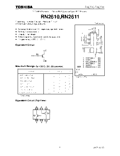 Toshiba rn2610 rn2611  . Electronic Components Datasheets Active components Transistors Toshiba rn2610_rn2611.pdf