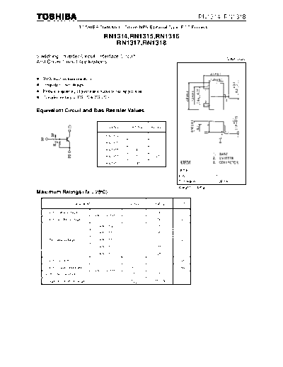 . Electronic Components Datasheets rn1314-rn1318  . Electronic Components Datasheets Active components Transistors Toshiba rn1314-rn1318.pdf