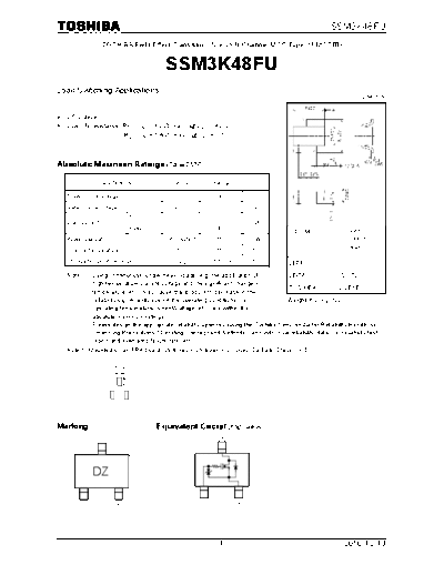 Toshiba ssm3k48fu 101213  . Electronic Components Datasheets Active components Transistors Toshiba ssm3k48fu_101213.pdf