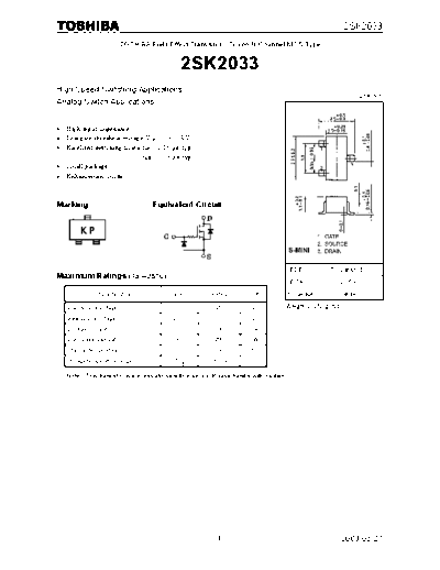 Toshiba 2sk2033  . Electronic Components Datasheets Active components Transistors Toshiba 2sk2033.pdf