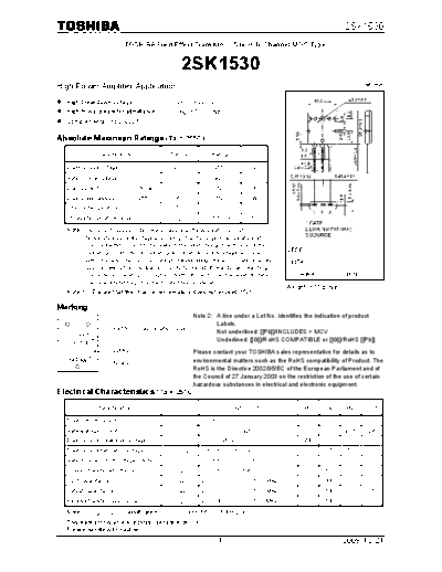 Toshiba 2sk1530  . Electronic Components Datasheets Active components Transistors Toshiba 2sk1530.pdf