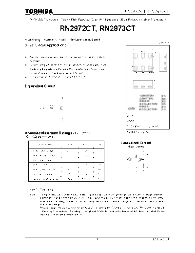 Toshiba rn2972ct rn2973ct 100521  . Electronic Components Datasheets Active components Transistors Toshiba rn2972ct_rn2973ct_100521.pdf