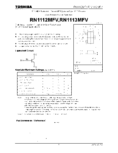 Toshiba rn1112mfv rn1113mfv  . Electronic Components Datasheets Active components Transistors Toshiba rn1112mfv_rn1113mfv.pdf